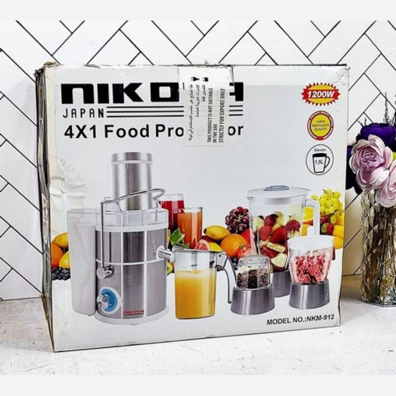 آبمیوه گیری ۴ کاره ۱۲۰۰ وات نیکوا مدل NKM-912 استیل رنگ سفید
