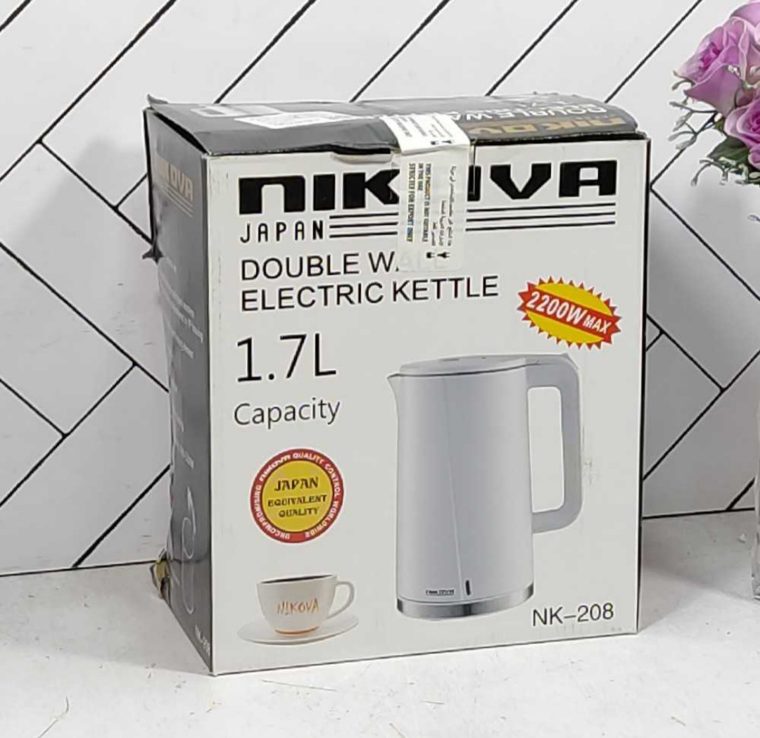 کتری برقی ۱.۷ لیتری نیکوا مدل NK-208 ۲۲۰۰ وات سفید