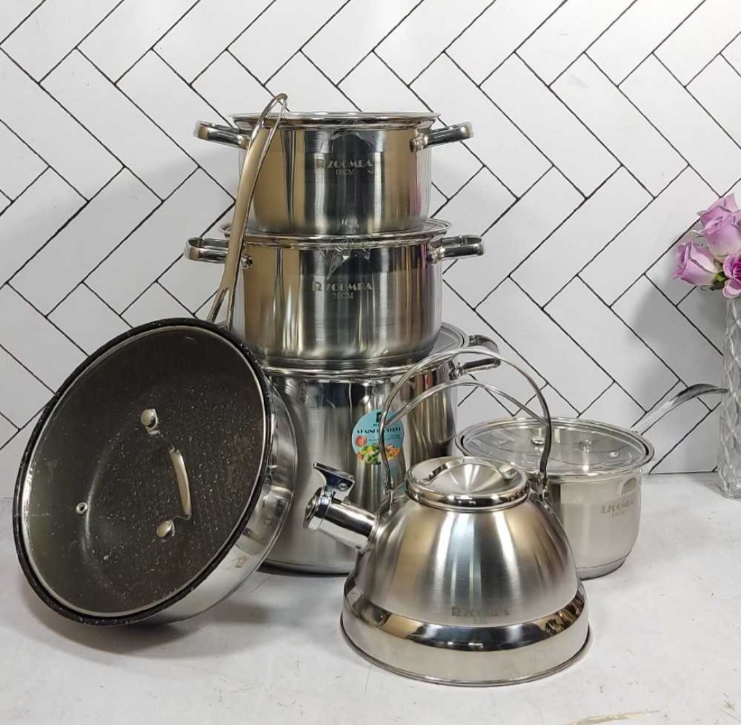 سرویس قابلمه استیل ۱۲ پارچ زومبا zb-1037 همراه با کتری