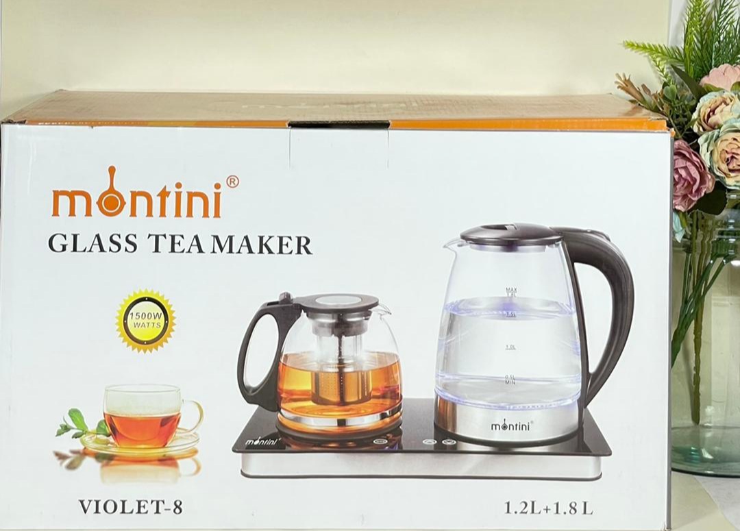 چای ساز مونتینی مدل VIOLET-8 پیرکس ۱.۸ و ۱.۲ لیتری