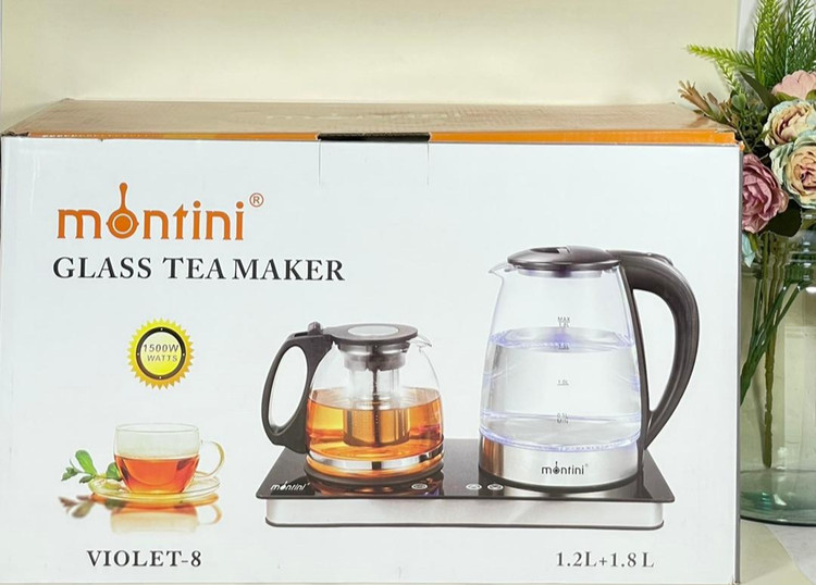 چای ساز مونتینی مدل VIOLET-8 پیرکس ۱.۸ و ۱.۲ لیتری