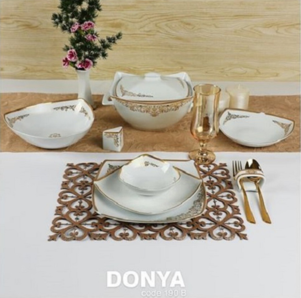 سرویس چینی پاریس دنیا طلایی چینی پردیس ۱۰۵ پارچ ۱۲ نفره کد ۱۹۰