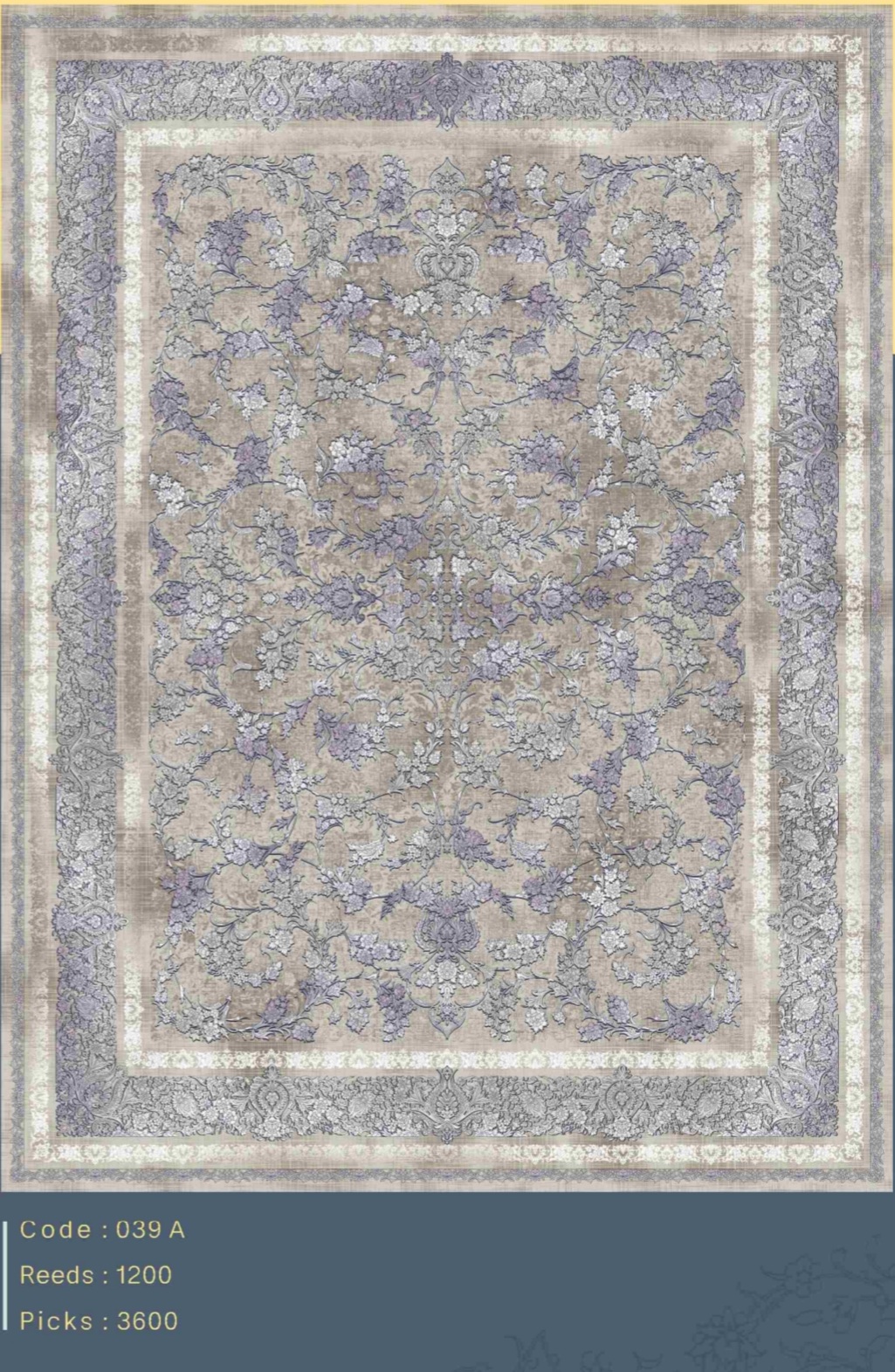 فرش 1200 شانه تراکم 3600 سنگین وزن کد 039A شرکت فرش سلیمان