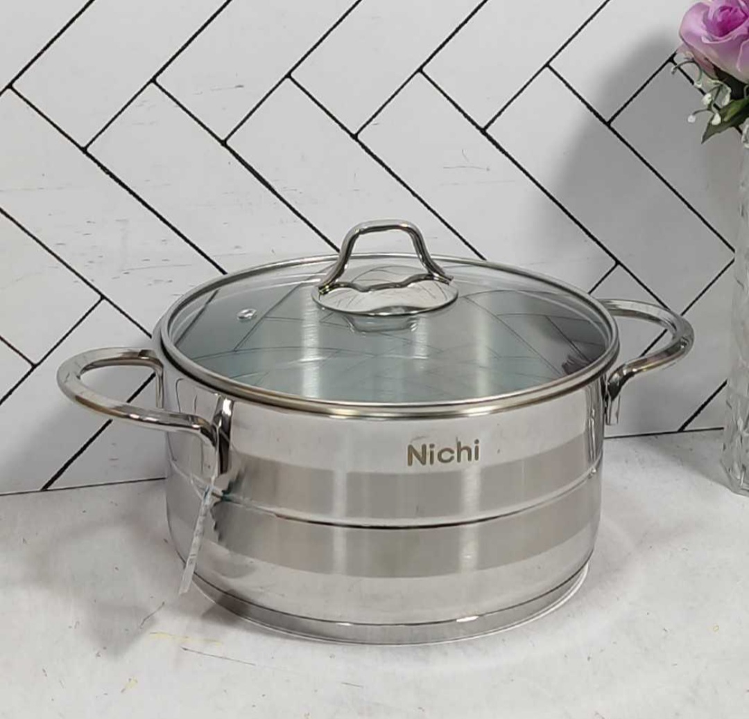 قابلمه استیل دو دسته 22 نیچی درب پیرکس NC-22-2