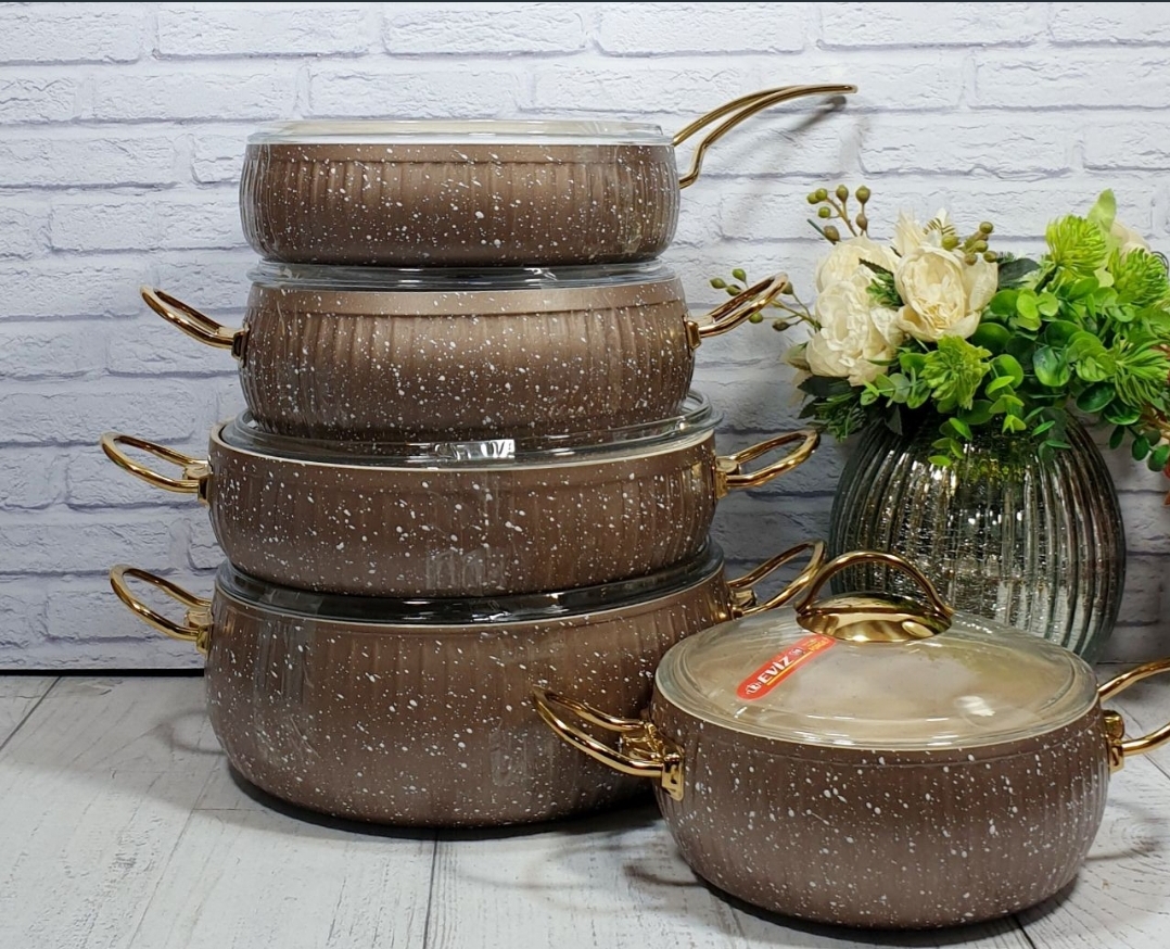 سرویس قابلمه سلین خمره ای قهوه ای اویز ۱۰ پارچ گرانیتی