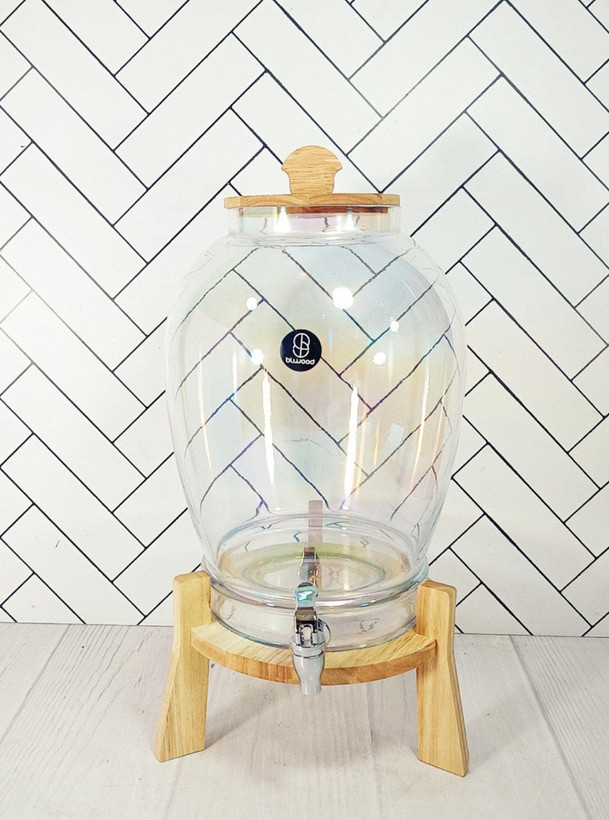 کلمن شیشه ای پایه چوبی درب چوبی
