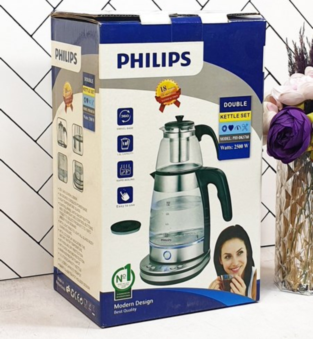 چای ساز روهمی ۱.۸ لیتری فیلیپس مدل PHI-DKS760 بدنه پیرکس